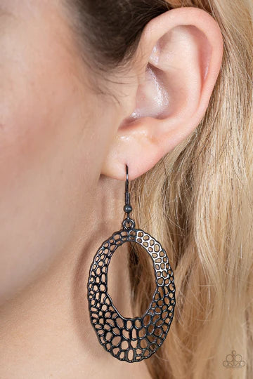 The HOLE Nine Yards - Black Gunmetal Oval Fishhook Earrings