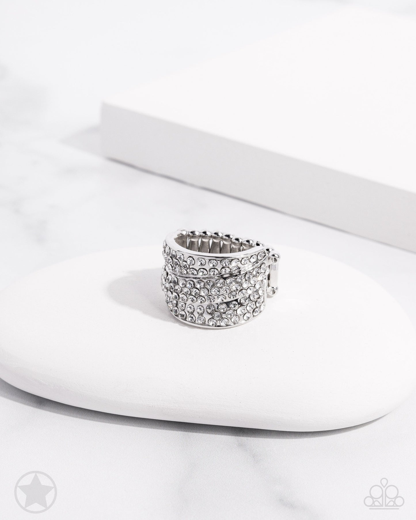 The Millionaires Club - White Rhinestone Silver Ring - Blockbuster