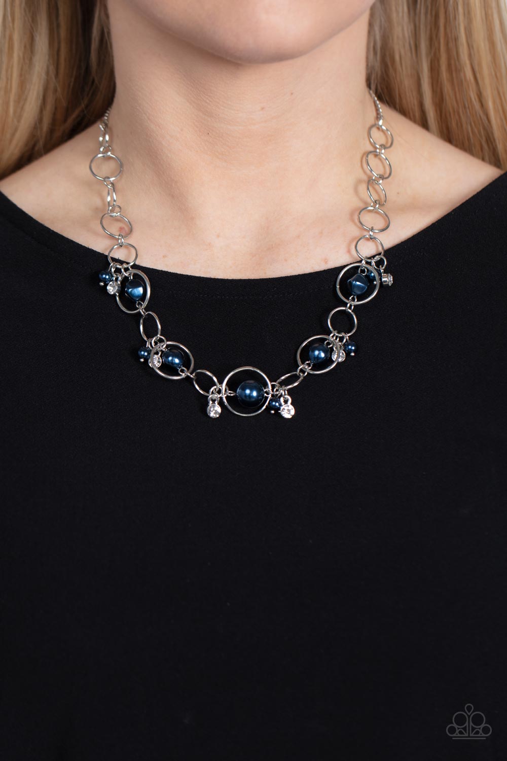 Think of the POSH-ibilities! - Blue Pearl Silver Short Necklace