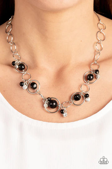 Think of the POSH-ibilities! - Black Pearl Silver Short Necklace