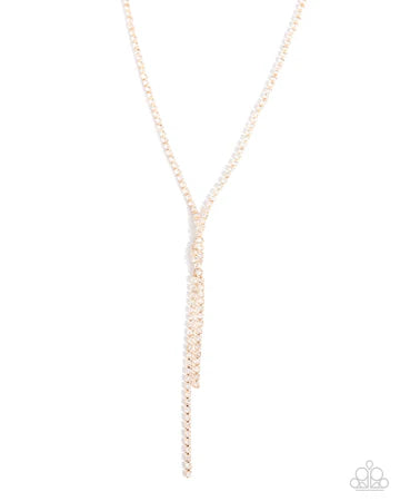 Timeless Team - Gold White Rhinestone Y Short Necklace