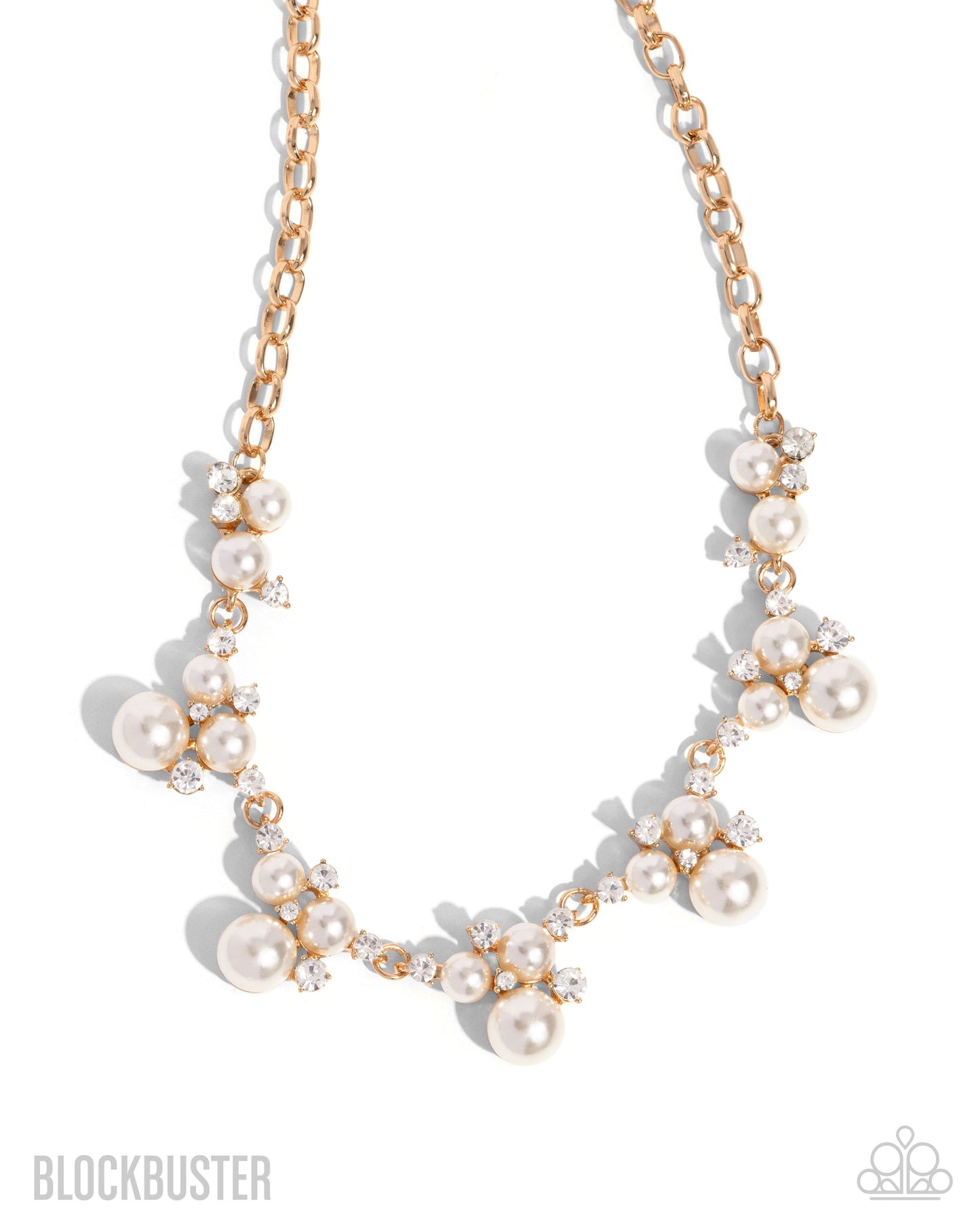 Toast to Perfection - Gold Pearl and Rhinestone Necklace - Blockbuster