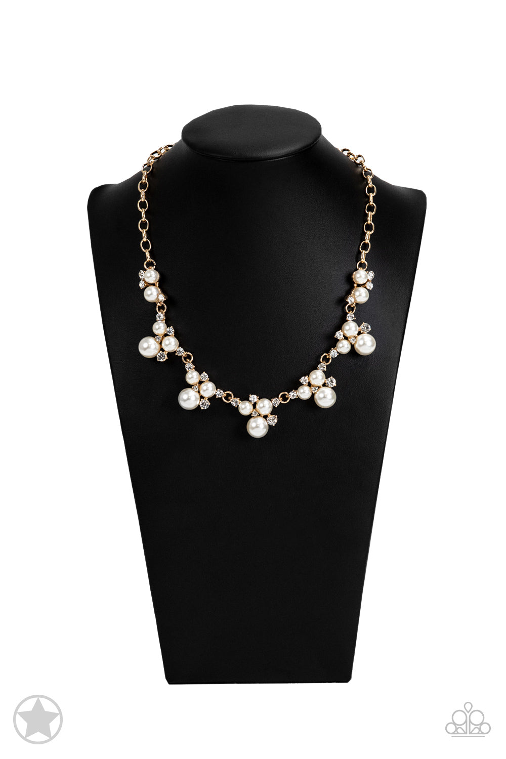 Toast to Perfection - Gold Pearl and Rhinestone Necklace - Blockbuster