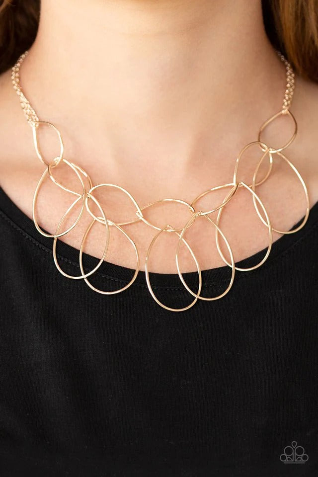 Top TEAR Fashion - Rose Gold Teardrop Hoop Short Necklace