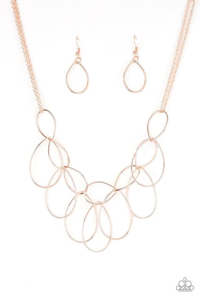 Top TEAR Fashion - Rose Gold Teardrop Hoop Short Necklace