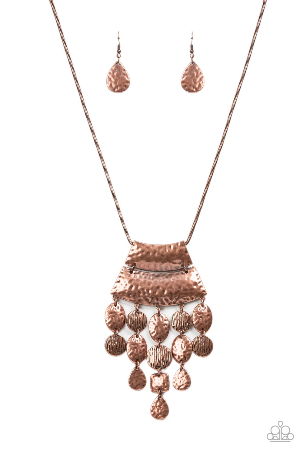 Totem Trek - Copper Oval and Teardrop Short Necklace