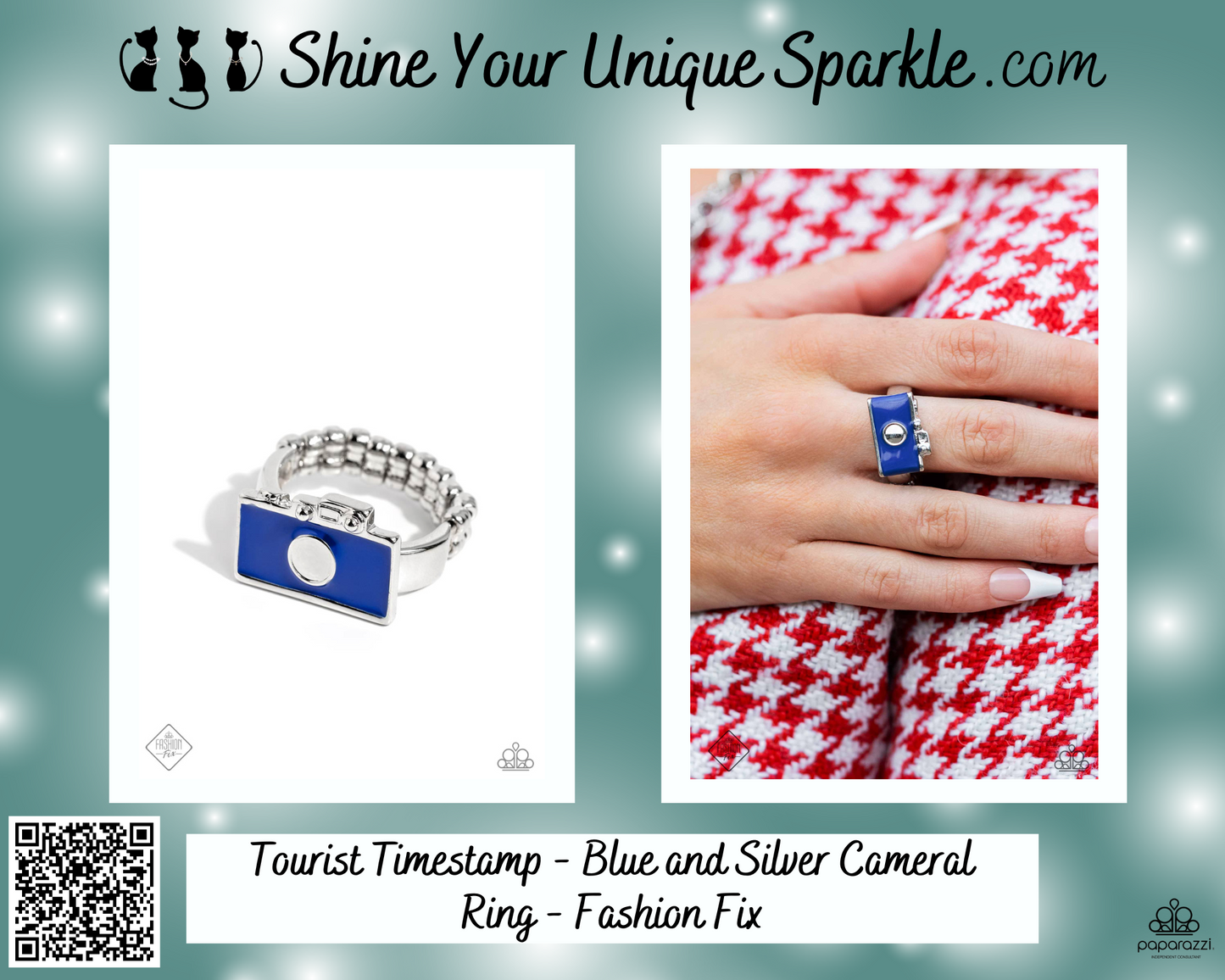 Tourist Timestamp - Blue and Silver Cameral Ring - Fashion Fix