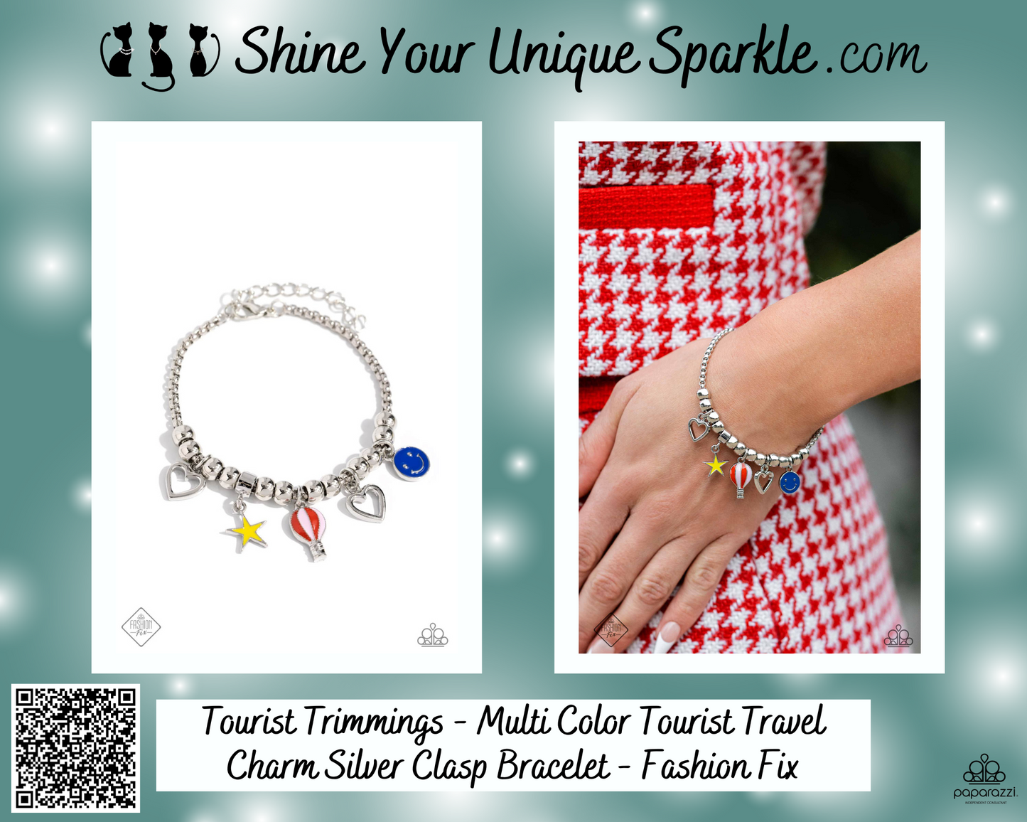 Tourist Trimmings - Multi Color Tourist Travel Charm Silver Clasp Bracelet - Fashion Fix