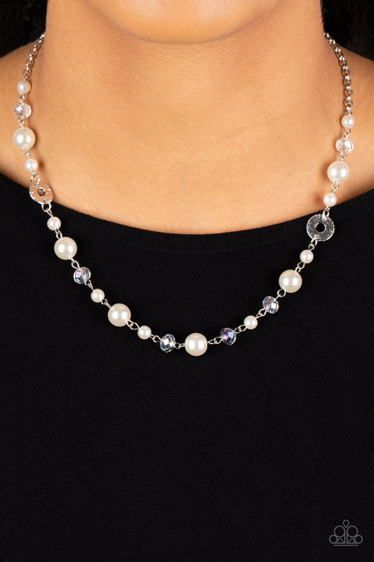 Traditional Transcendence - White Pearl Silver Short Necklace