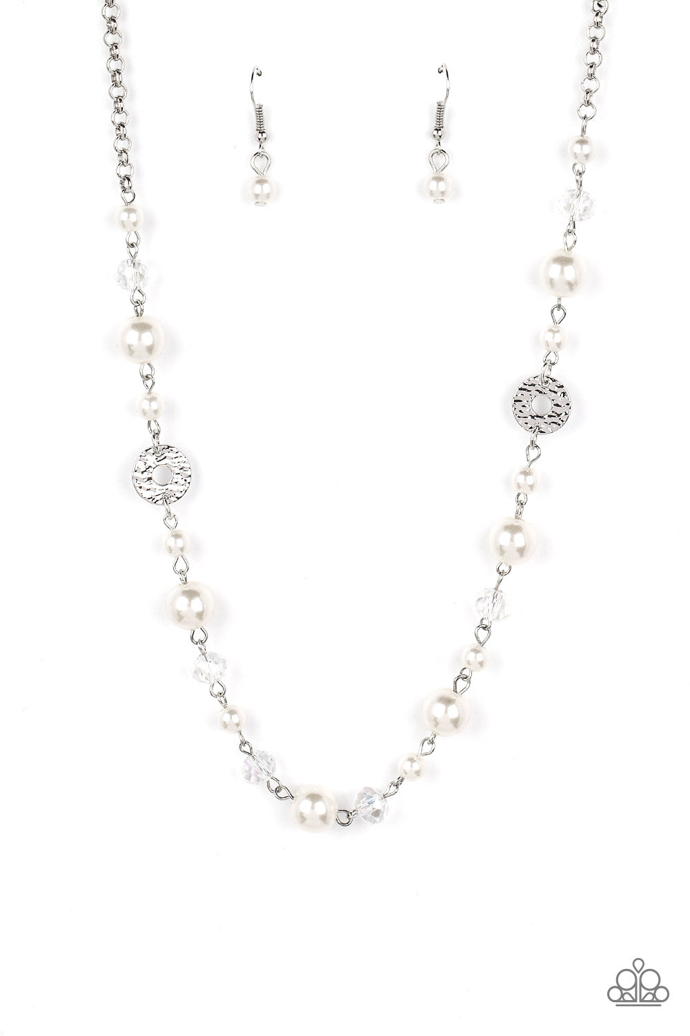 Traditional Transcendence - White Pearl Silver Short Necklace