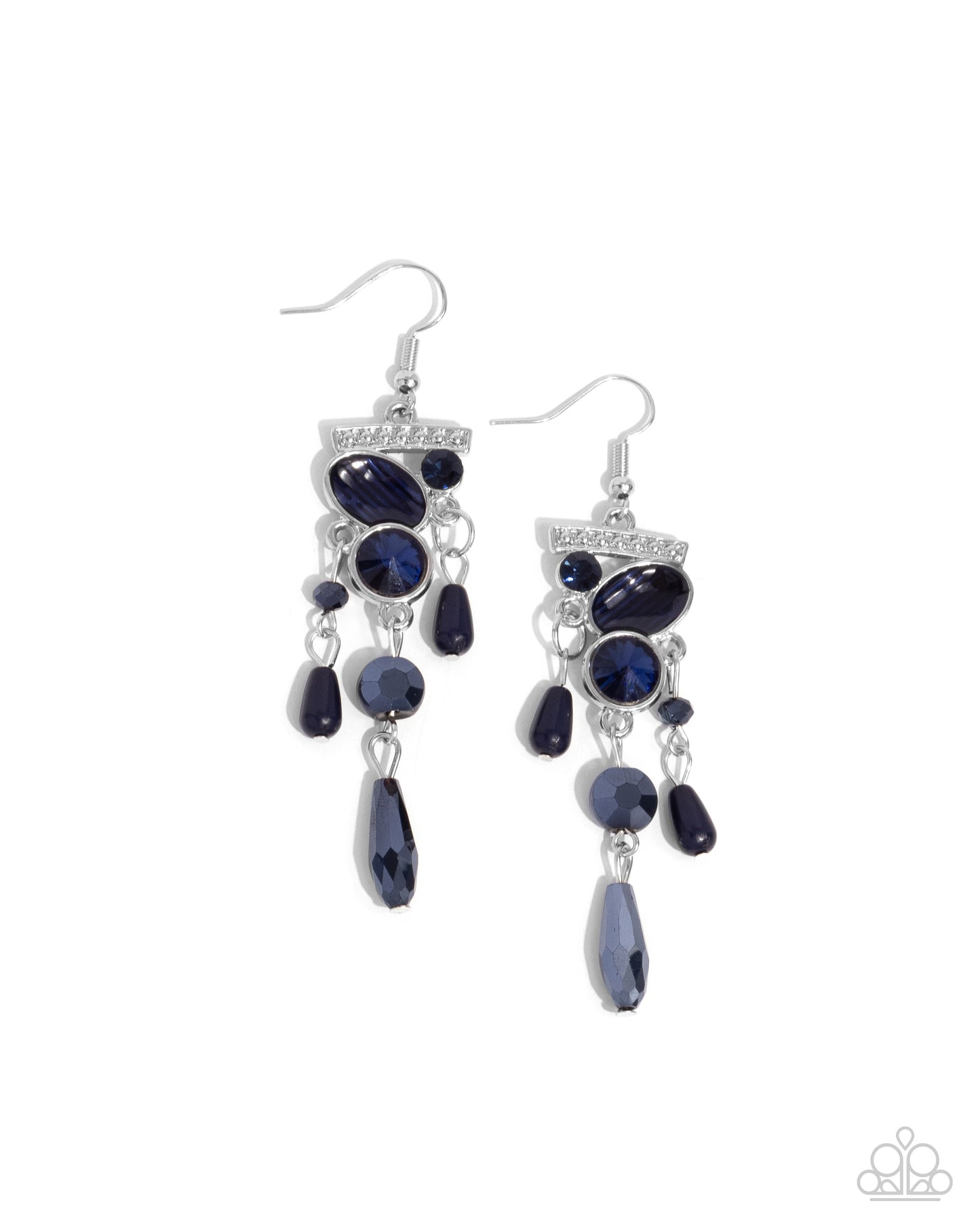 Triumphant Tassel - Blue Gem Silver Fishhook Earrings