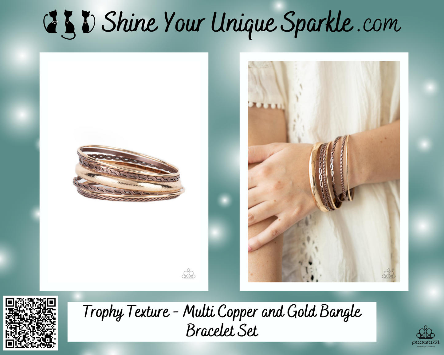 Trophy Texture - Multi Copper and Gold Bangle Bracelet Set