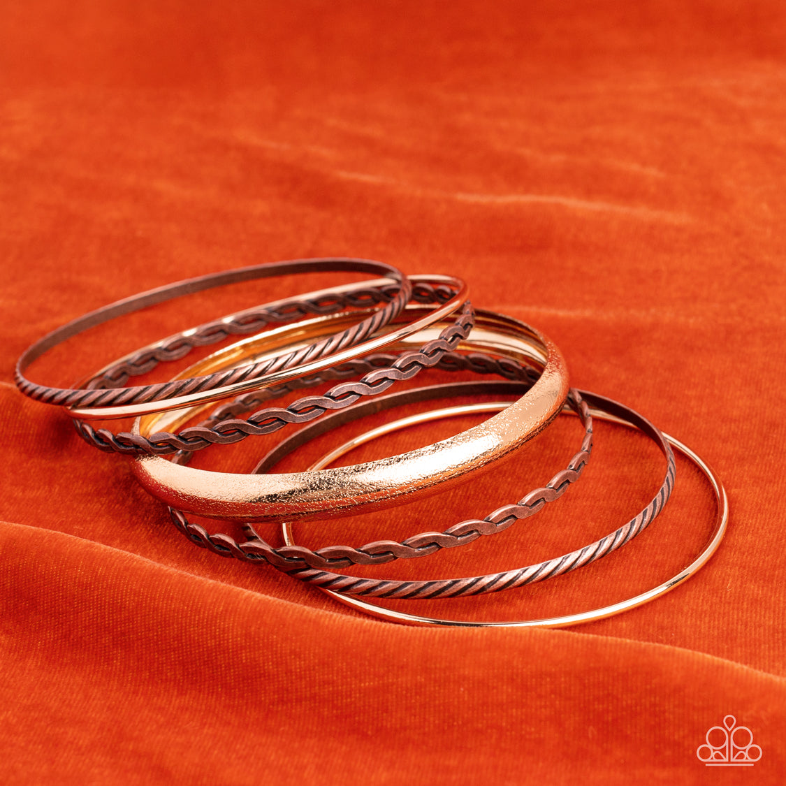 Trophy Texture - Multi Copper and Gold Bangle Bracelet Set