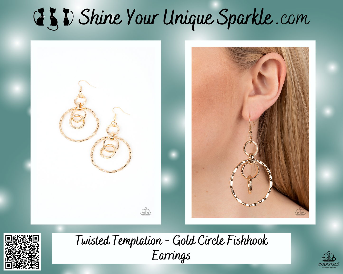 Twisted Temptation - Gold Circle Fishhook Earrings
