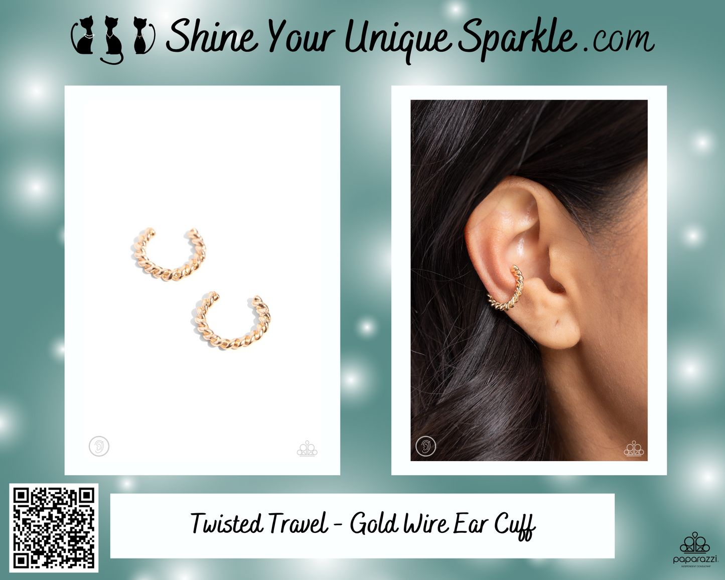 Twisted Travel - Gold Wire Ear Cuff