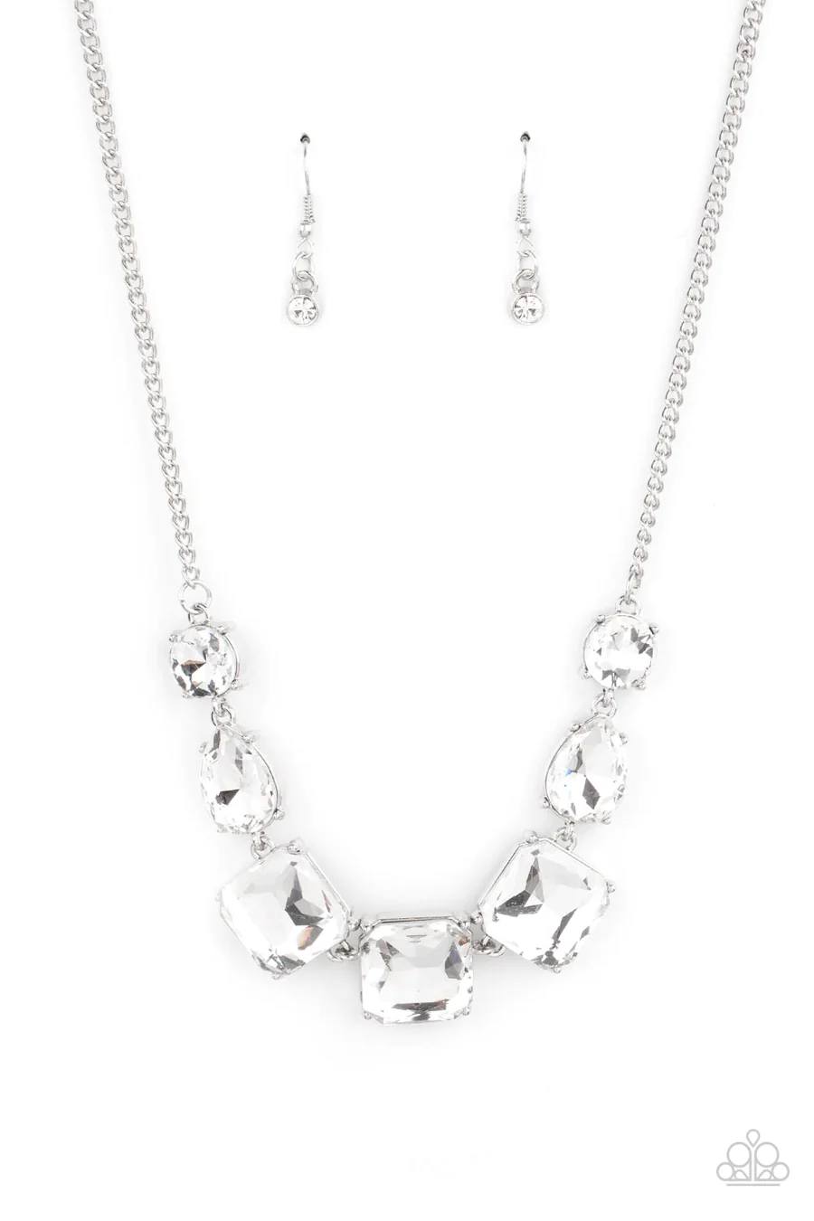 Unfiltered Confidence - White Gem Short Silver Necklace