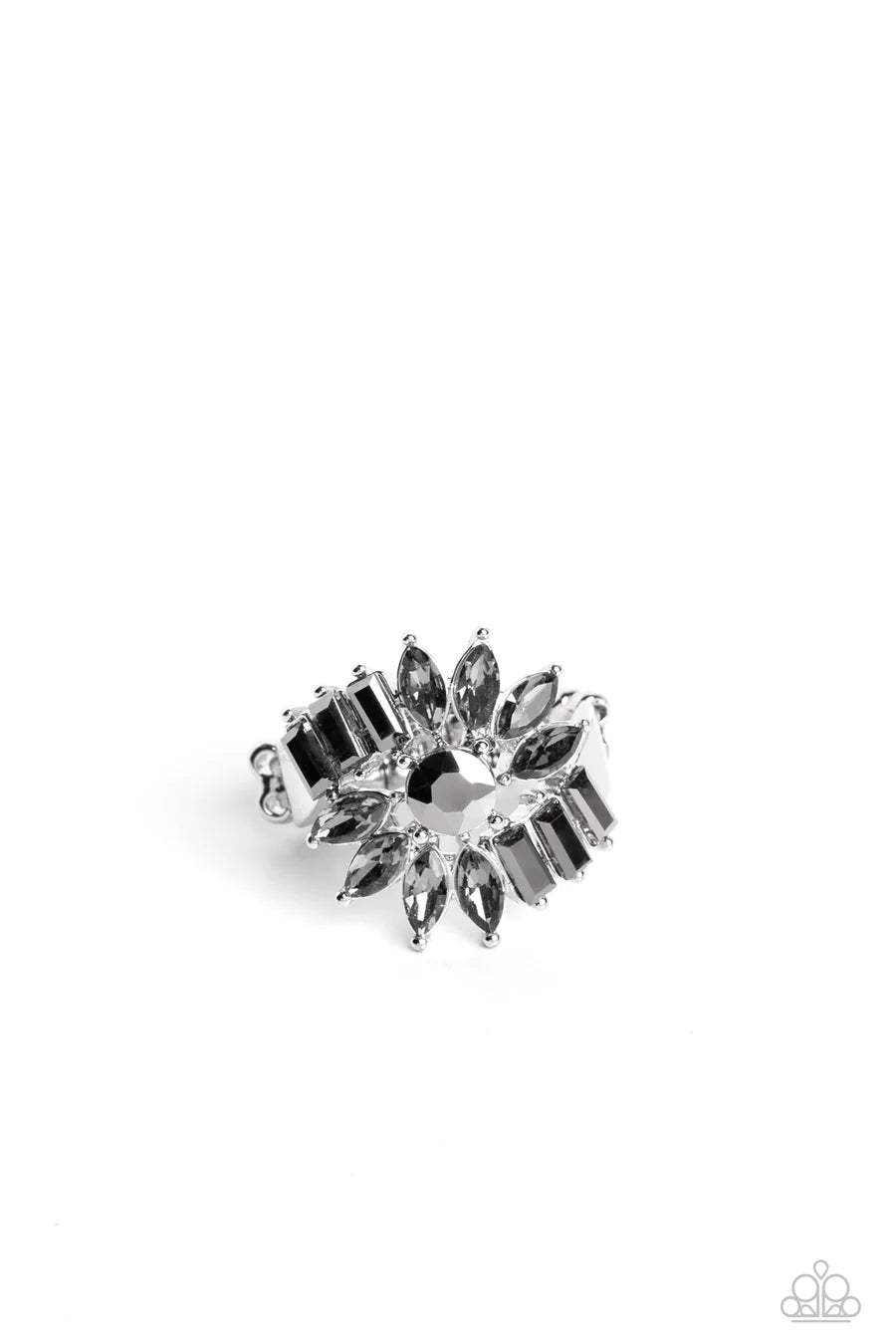 Untamable Universe - Silver Hematite Rhinestone Ring