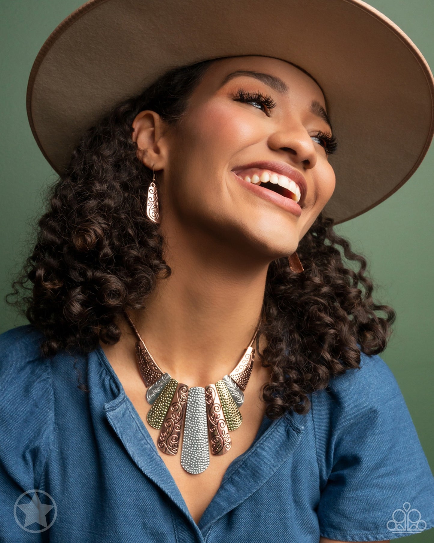 Untamed - Copper Silver Brass Mixed Metal Plate Statement Short Necklace - Blockbuster