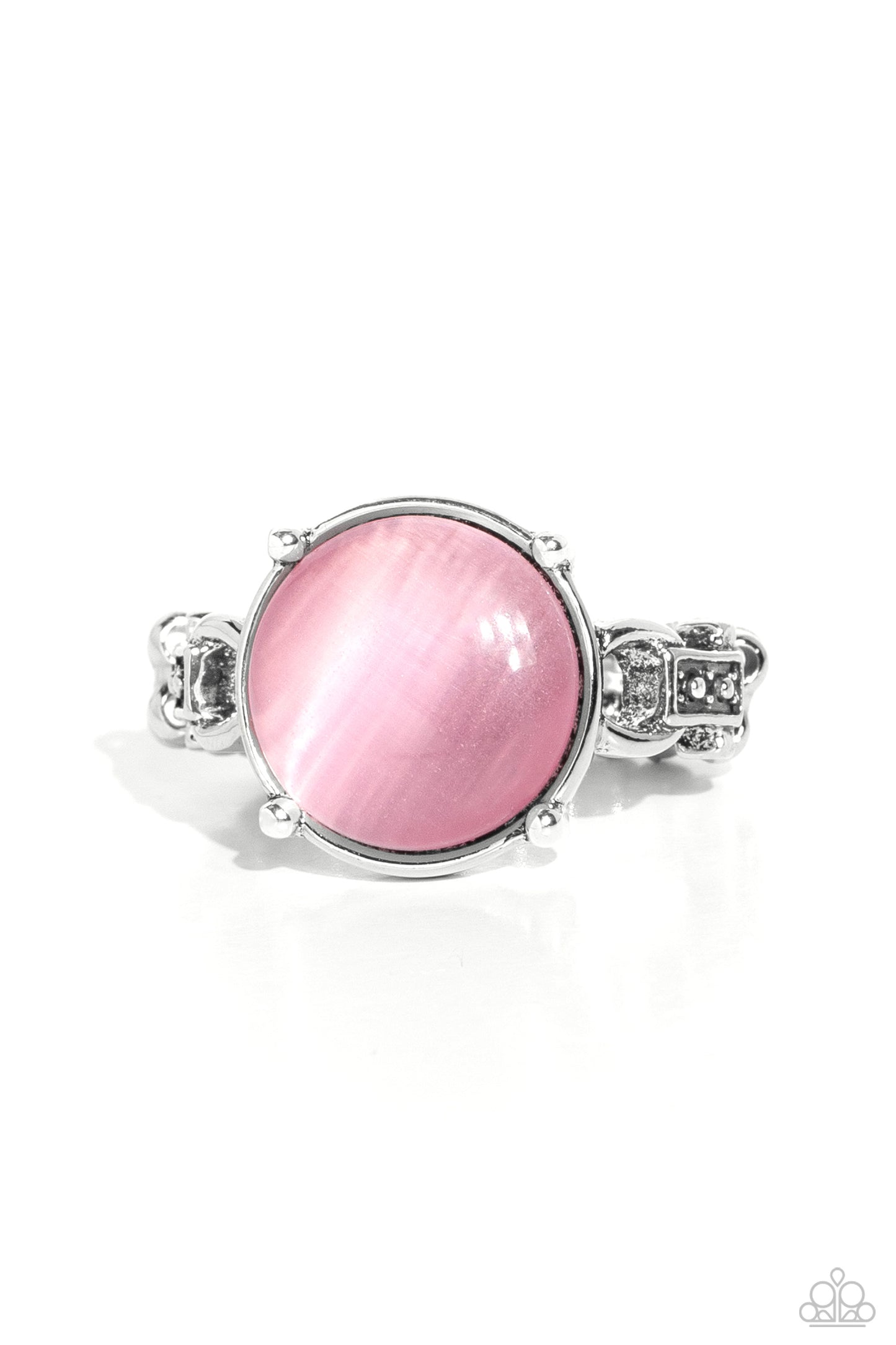 Upper Class Uniform - Pink Cat's Eye Silver Ring