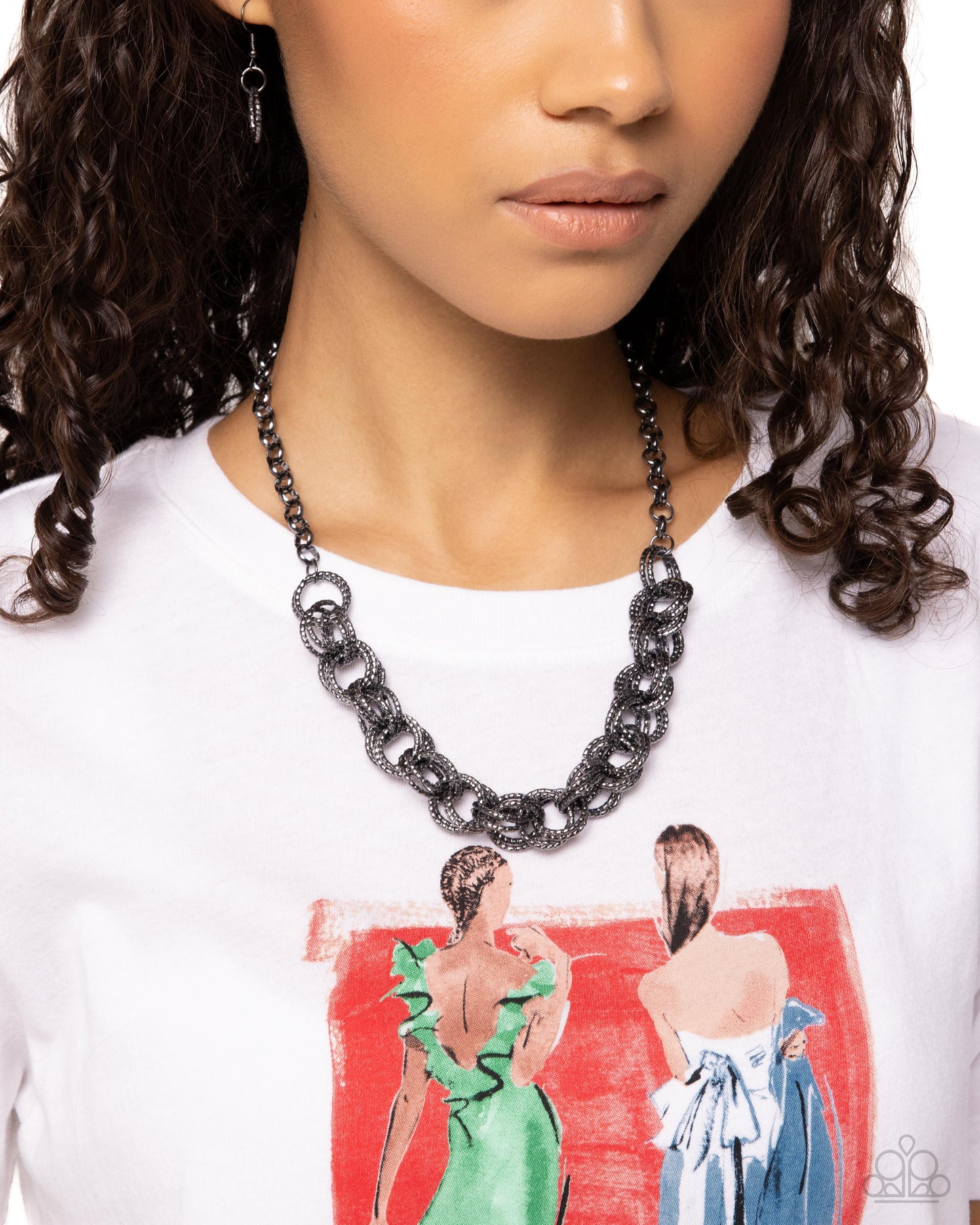 Urban Acoustics - Black Gunmetal Circle Chain Short Necklace