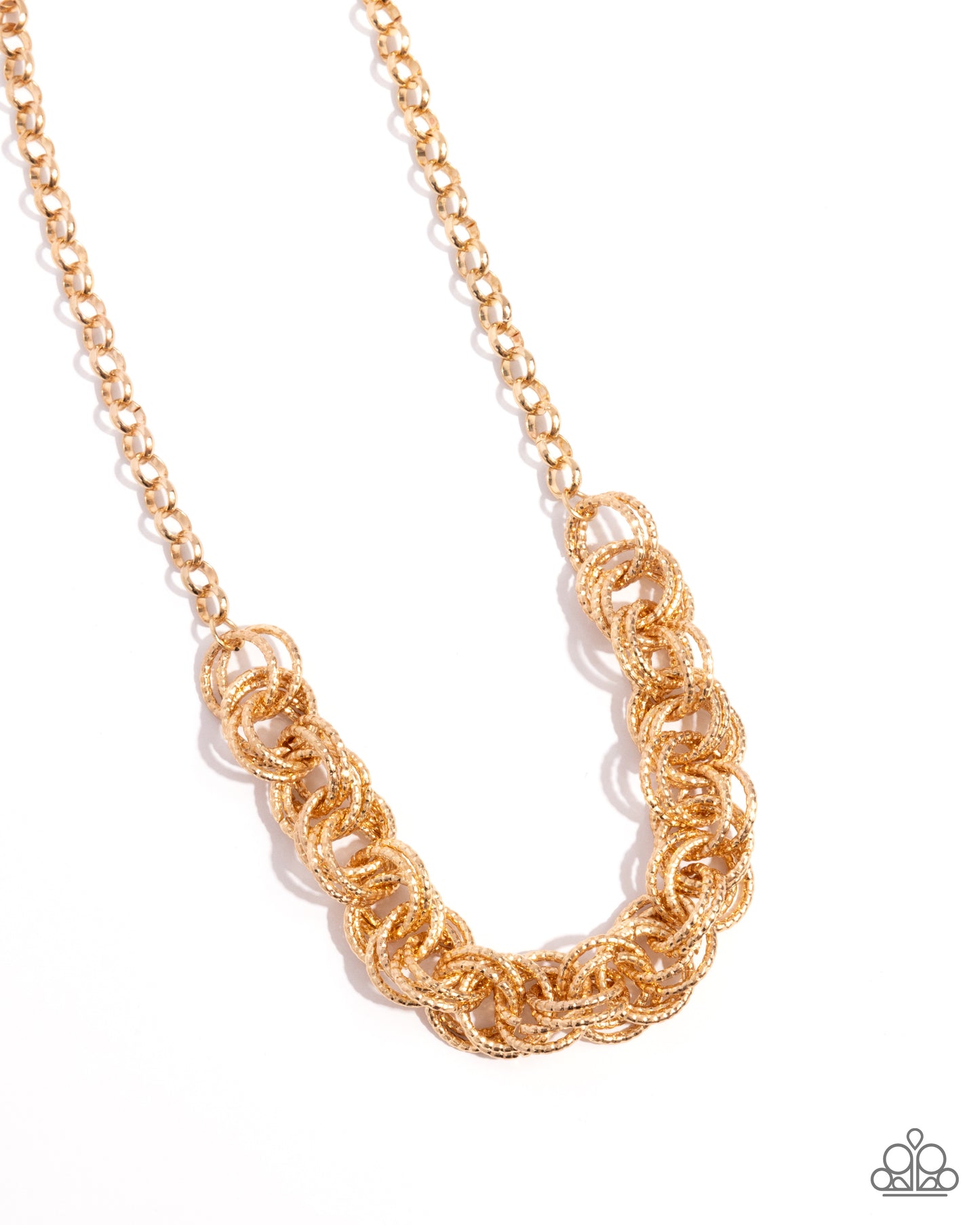 Urban Acoustics - Gold Textured Circle Short Necklace