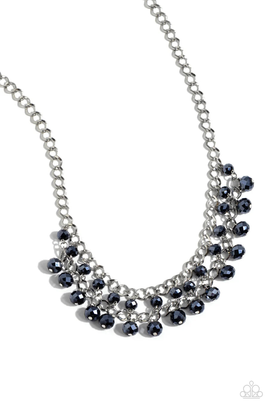 Urban Palace - Blue Metallic Bead Silver Short Necklace