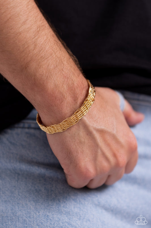 Urban Zone - Gold Textured Urban Cuff Bracelet