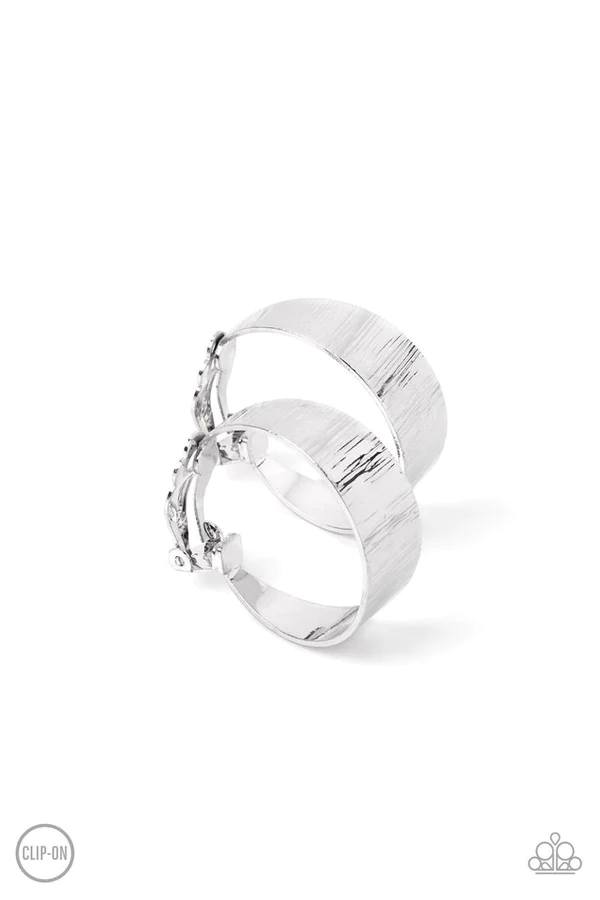 Versatile Velocity - Silver Clip-On Hoop Earrings