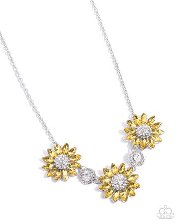 Vulnerable Vacation - Yellow Gem Flower Silver Short Necklace - 2024 Convention Exclusive