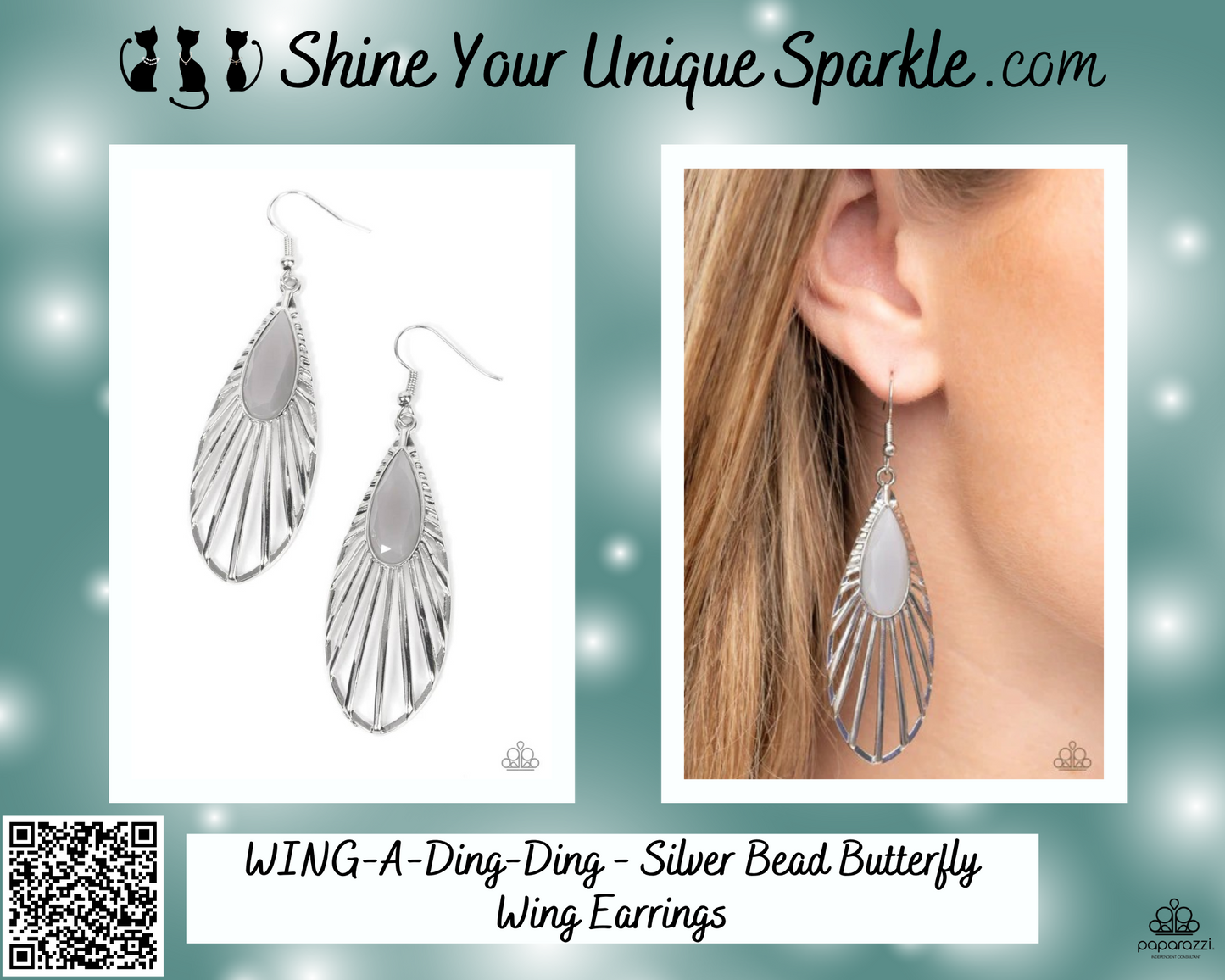 WING-A-Ding-Ding - Silver Bead Butterfly Wing Earrings