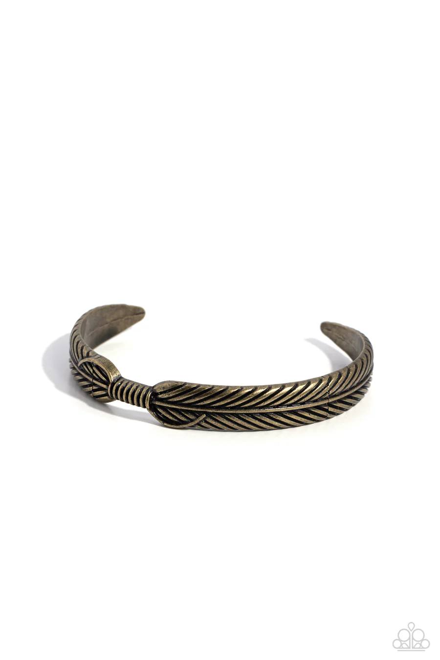 Watching the FLOCK - Brass Feather Urban Cuff Bracelet