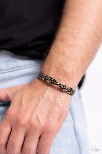 Watching the FLOCK - Brass Feather Urban Cuff Bracelet