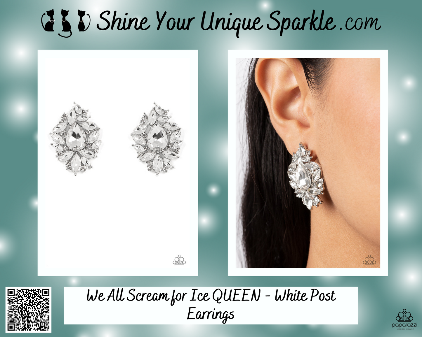 We All Scream for Ice QUEEN - White Post Earrings