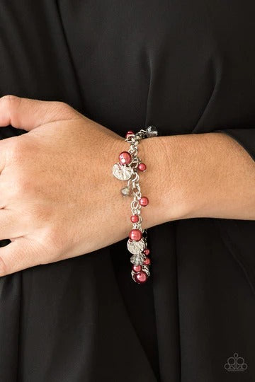 West Coast Wanderer - Red Beads and Silver Discs Clasp Bracelet