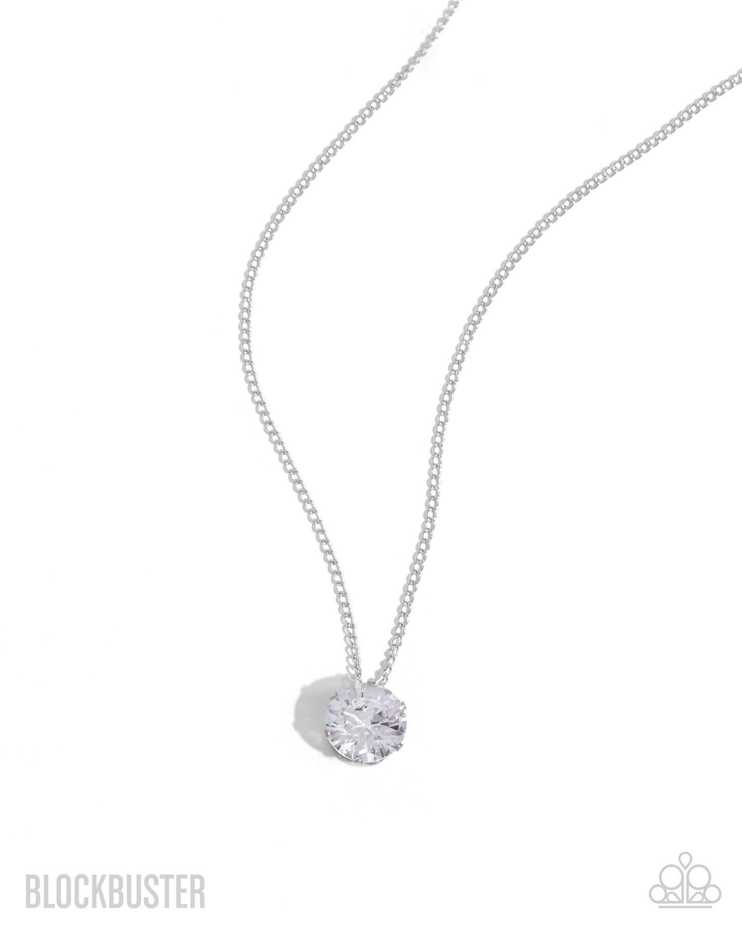 What A Gem - White Rhinestone Short Pendant Necklace - Blockbuster