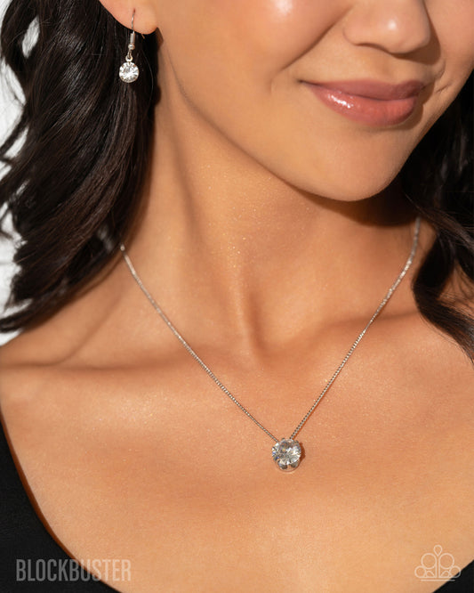 What A Gem - White Rhinestone Short Pendant Necklace - Blockbuster