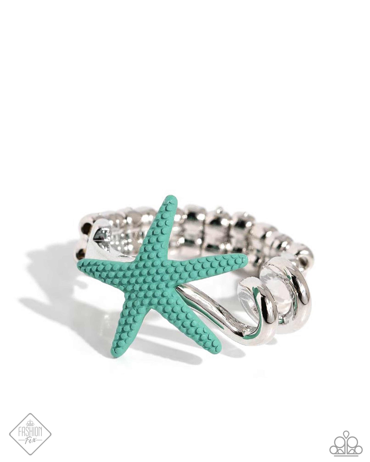 Wish Upon A STARFISH - Blue-Teal Starfish Silver Ring - Fashion Fix