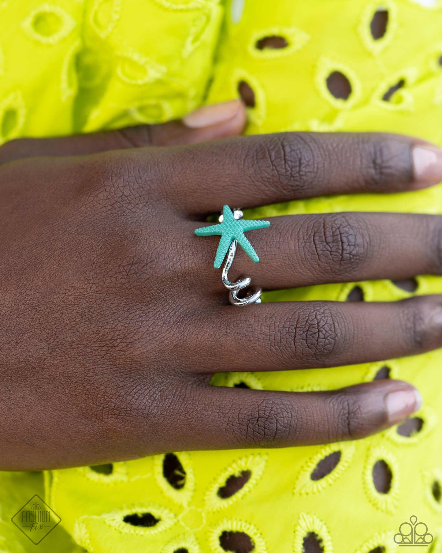 Wish Upon A STARFISH - Blue-Teal Starfish Silver Ring - Fashion Fix