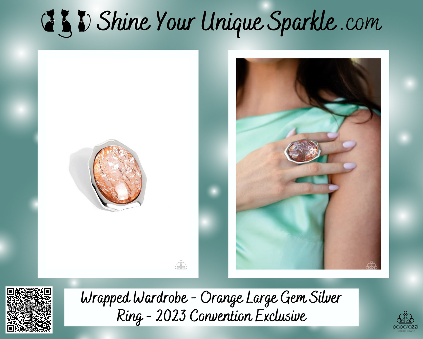 Wrapped Wardrobe - Orange Large Gem Silver Ring - 2023 Convention Exclusive