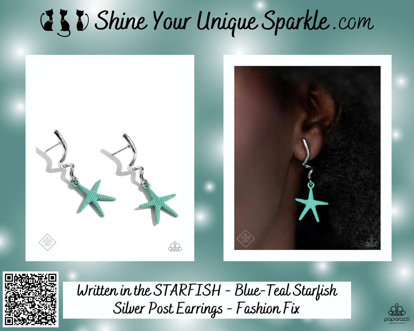 Written in the STARFISH - Blue-Teal Starfish Silver Post Earrings - Fashion Fix