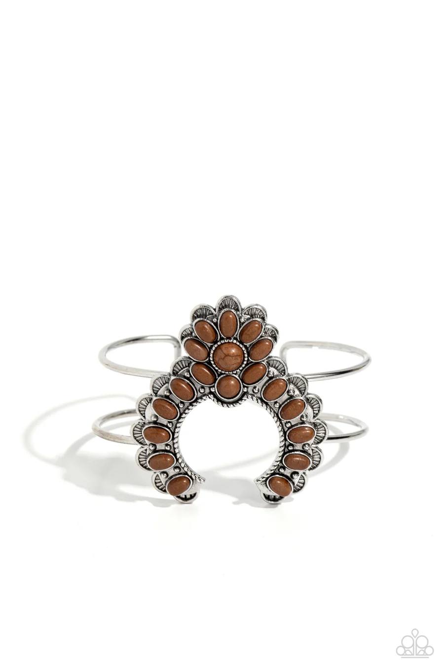 ZEN Play On - Brown Stone Silver Cuff Bracelet