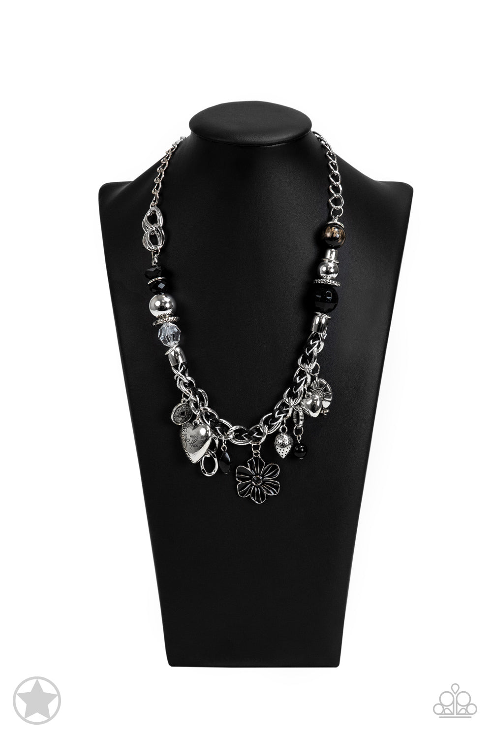 Charmed I Am Sure - Black Silver Chain and Charm Short Necklace - Blockbuster