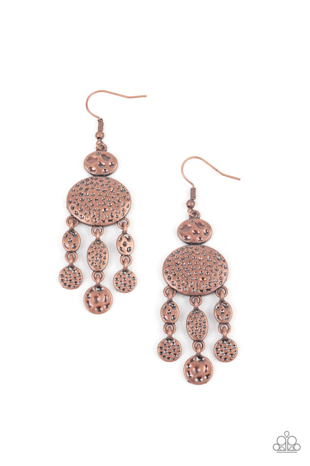 Get Your ARTIFACTS Straight - Copper Hammered Disc Fishhook Earrings