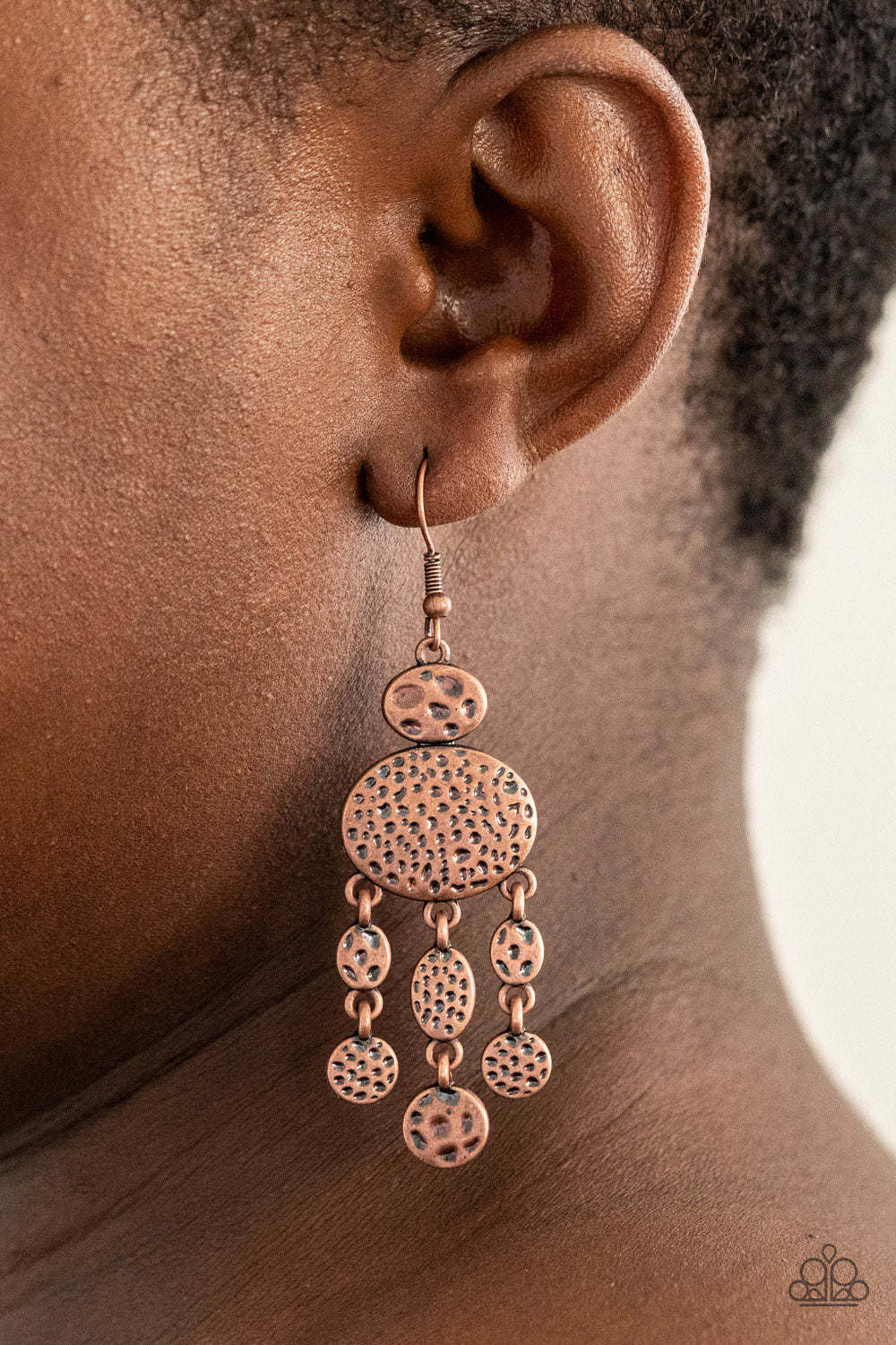 Get Your ARTIFACTS Straight - Copper Hammered Disc Fishhook Earrings