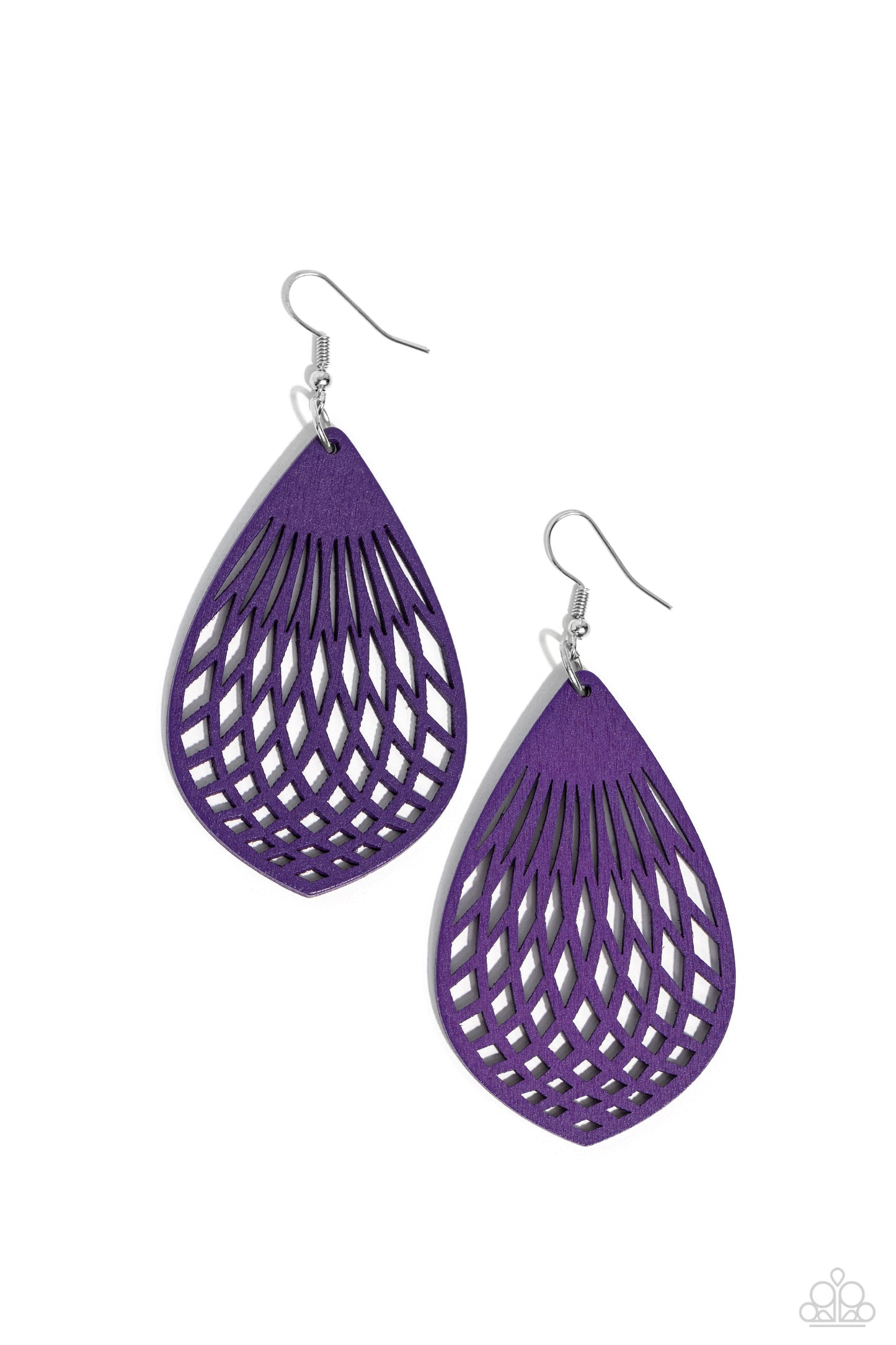 Caribbean Coral - Purple Wooden Teardrop Fishhook Beads