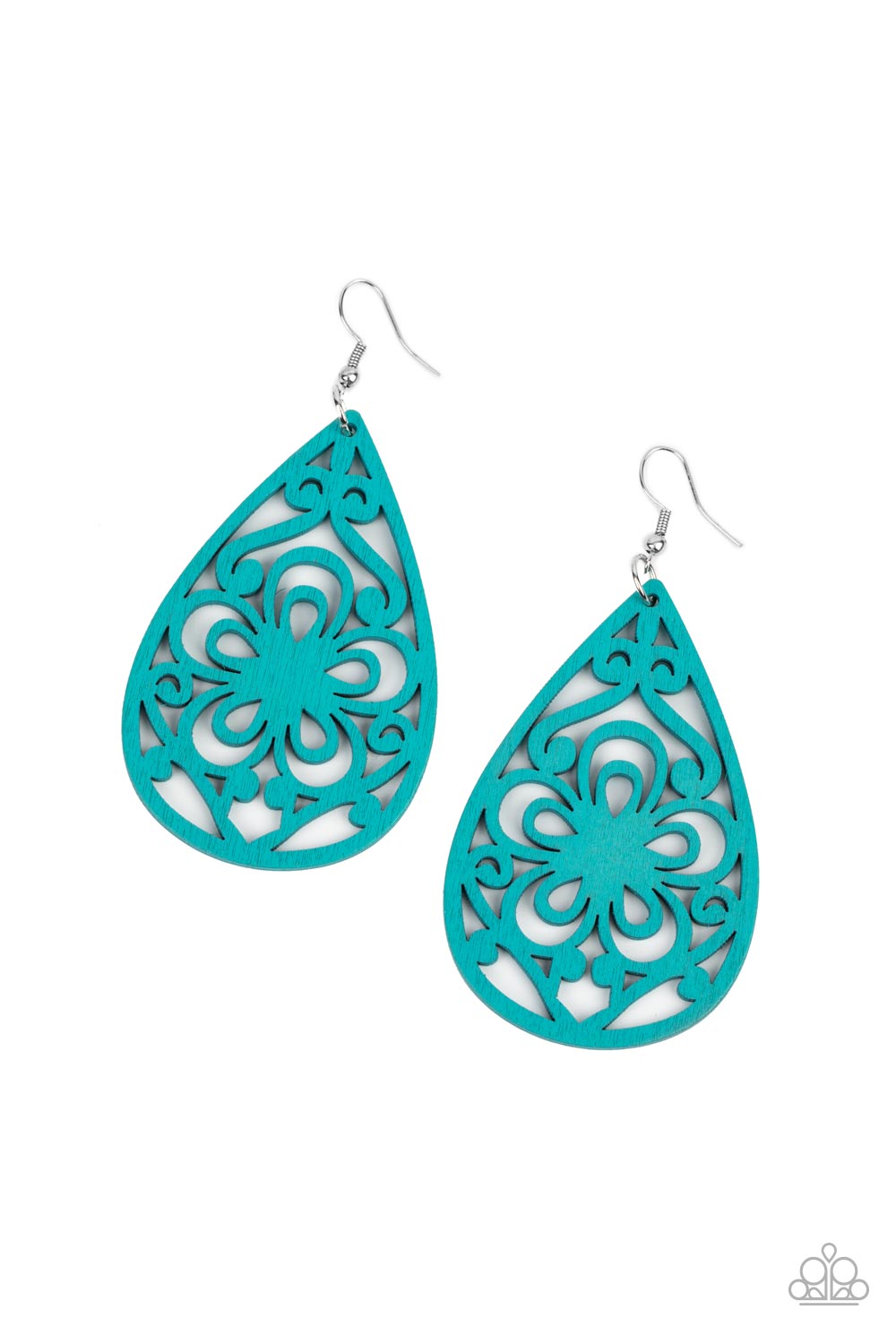 Marine Eden - Blue Turquoise Wooden Fishhook Earrings