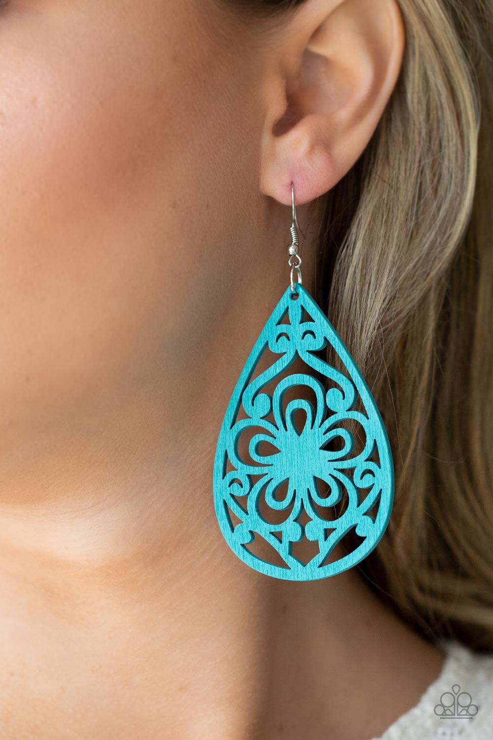 Marine Eden - Blue Turquoise Wooden Fishhook Earrings