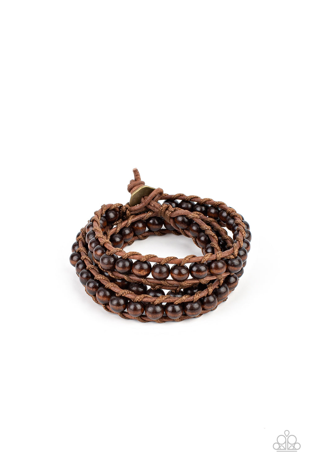 Pine Paradise - Brown Wooden Bead Cord Bracelet