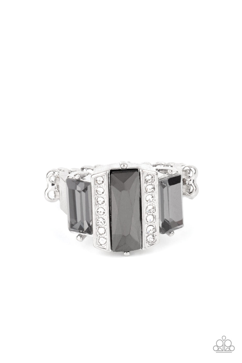 A GLITZY Verdict - Silver Smoky Gem Ring