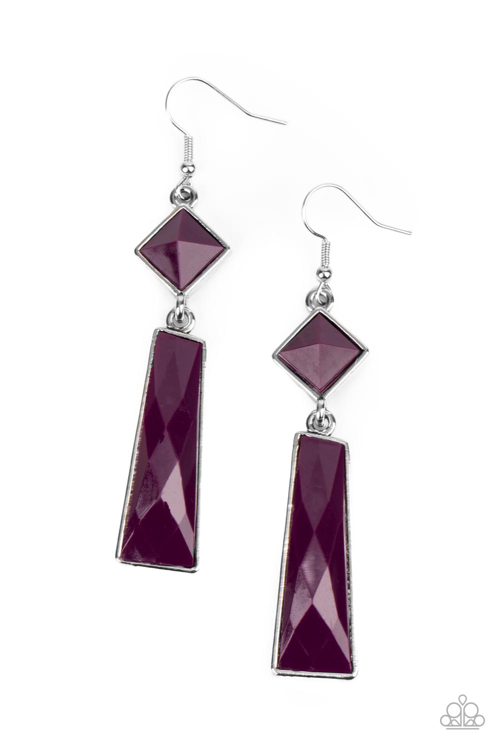 Hollywood Harmony - Purple Plum Silver Fishhook Earrings